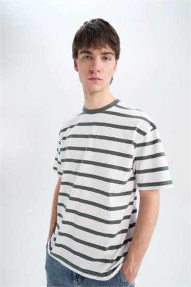 Boxy Fit с круглым вырезом, полосатая, с коротким рукавом футболка