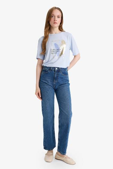 T-shirt imprimé à col rond et manches courtes Coupe régulière