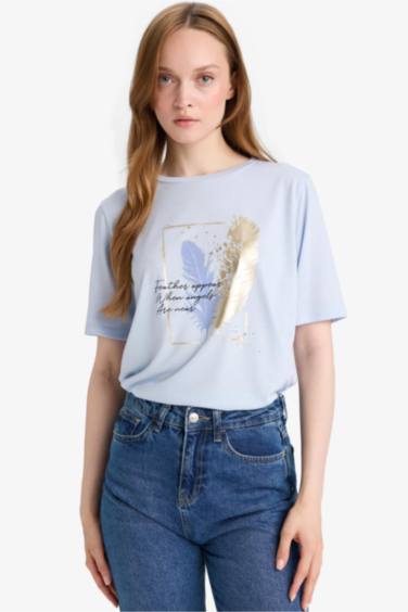 T-shirt imprimé à col rond et manches courtes Coupe régulière