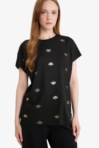 T-shirt imprimé à manches courtes et col rond Coupe régulière