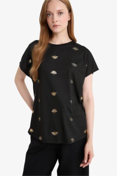 T-shirt imprimé à manches courtes et col rond Coupe régulière