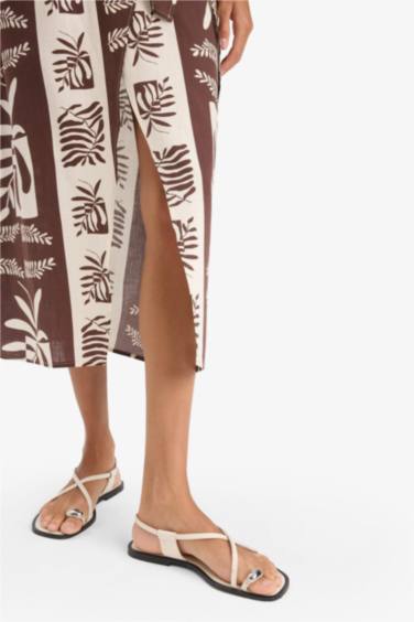 Fall in Love Regular Fit Tropical Patterned Cotton Beach Wear