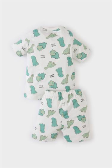 Baby Boy Dinosaur Printed Cotton 2 Piece Pajama Set