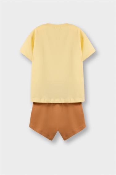 Комплект из 2 предметов для мальчика с принтом льва, футболка с коротким рукавом, шорты на эластичном поясе