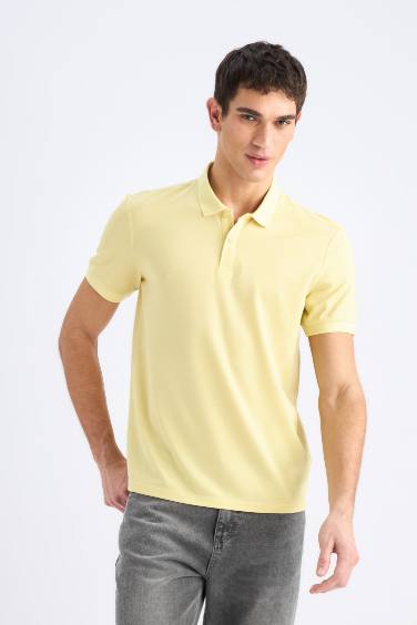 T-shirt Polo slim en tissu piqué à manches courtes