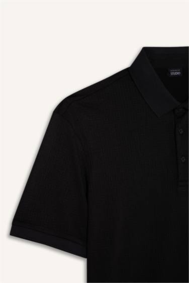 Slım Fıt Krinkıl Kısa Kollu Polo Tişört - Görsel 7