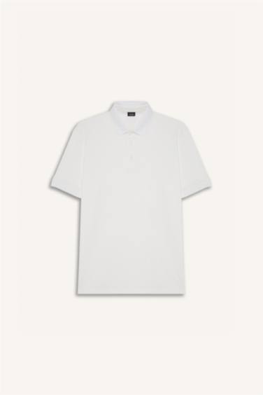 Футболка-поло с короткими рукавами, узкого фасона, из жатой ткани