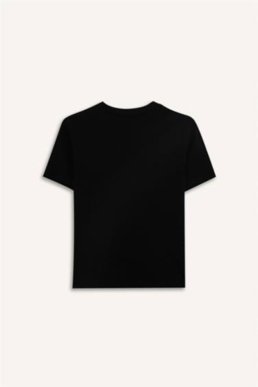 Ұлдарға арналған Regular Fit дөңгелек жағалы жазуы бар қысқа жеңді футболка