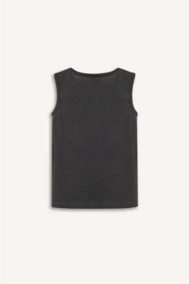 Baby Boy Crew Neck Slogan Printed Tank Top