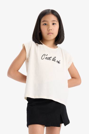 Детский комплект: майка и юбка-шорты с принтом