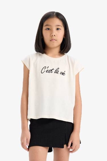 Детский комплект: майка и юбка-шорты с принтом