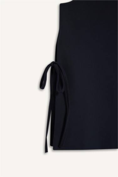 Yanları Bağcıklı Basıc Dokuma Süveter - Görsel 5