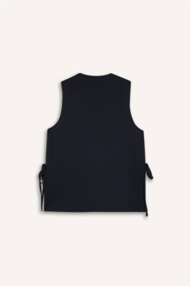 Yanları Bağcıklı Basıc Dokuma Süveter - Görsel 6