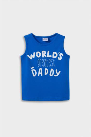 Baby Boy Crew Neck Slogan Printed 2 Piece Tank Top
