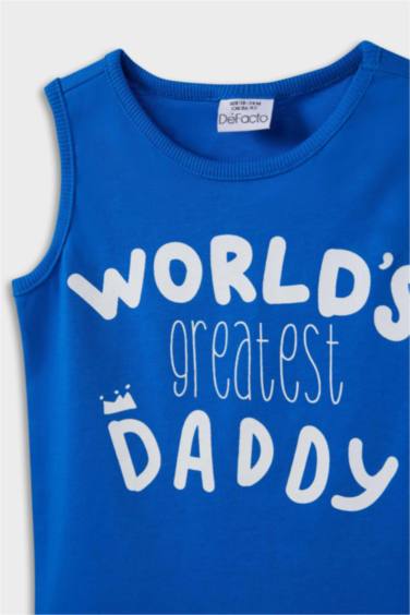 Baby Boy Crew Neck Slogan Printed 2 Piece Tank Top