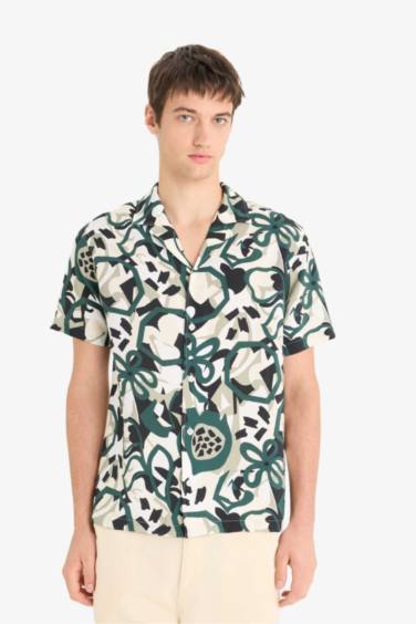 Regular Fit Apache Neck Short Sleeve Shirt