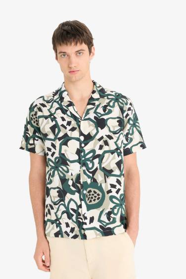 Regular Fit Apache Neck Short Sleeve Shirt