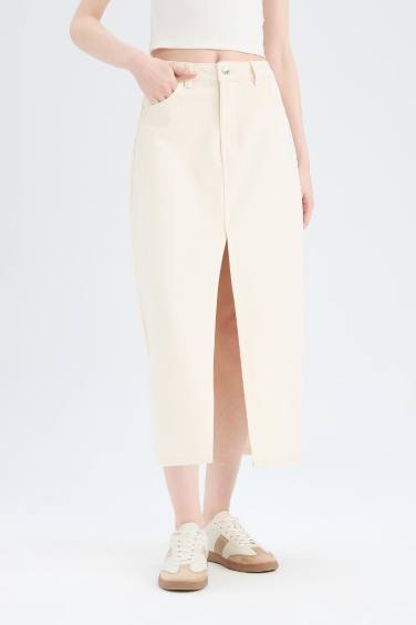Long Fit Jean Skirt