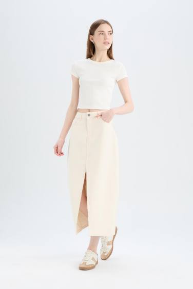 Long Fit Denim Skirt