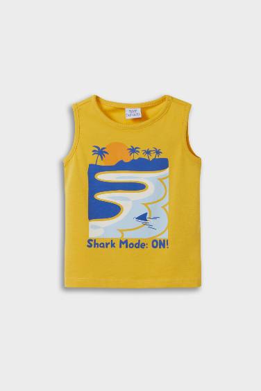 Baby Boy Crew Neck Palm Tree Patterned Tank Top