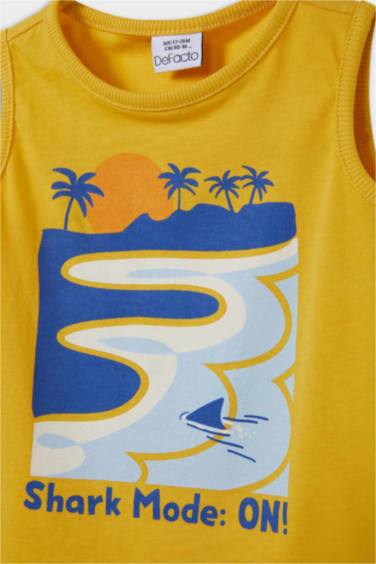 Baby Boy Crew Neck Palm Tree Patterned Tank Top