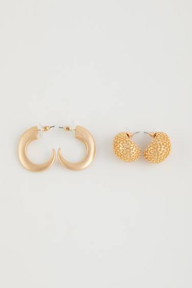 Woman 2 Piece Matte Gold Earrings
