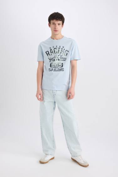 T-shirt en coton imprimé à col rond et manches courtes Coupe régulière