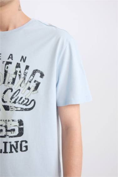 T-shirt en coton imprimé à col rond et manches courtes Coupe régulière