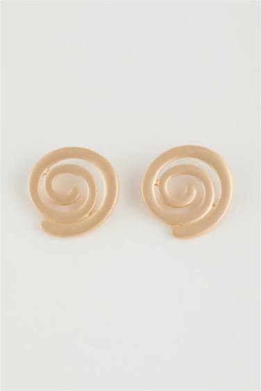 Kadın Spiral Mat Gold Küpe