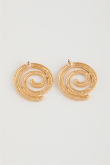 Kadın Spiral Mat Gold Küpe