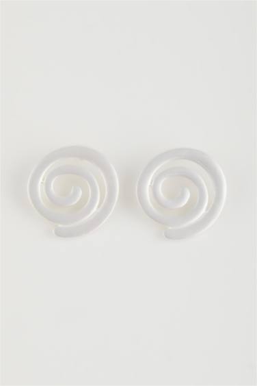 Woman Spiral Motif Matte Silver Earrings