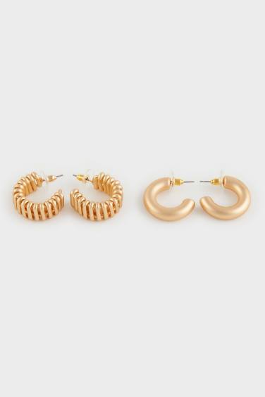 Woman 2 Piece Matte Gold Earrings