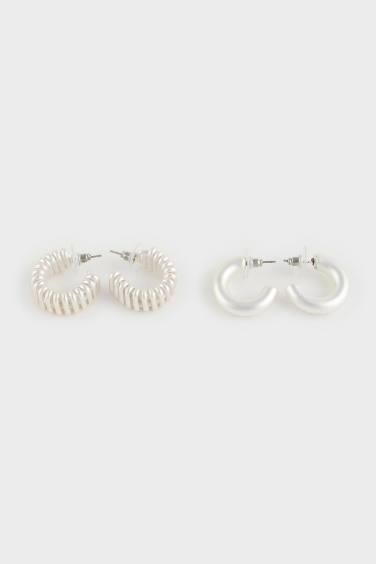 Woman 2 Piece Matte Silver Earrings