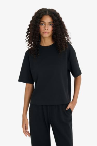 T-shirt oversize basique à col rond et manches courtes