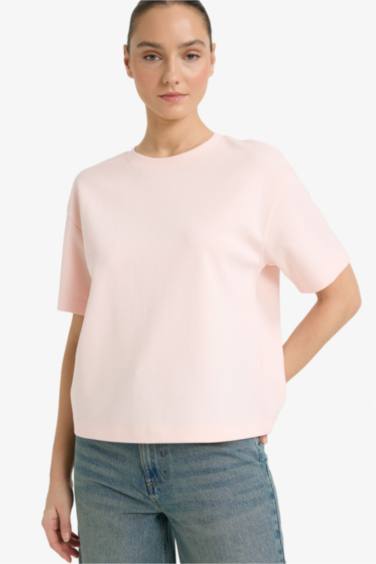 Oversize дөңгелек жағалы негізгі basic қысқа жеңді футболка