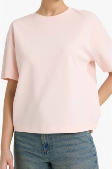 Oversize дөңгелек жағалы негізгі basic қысқа жеңді футболка