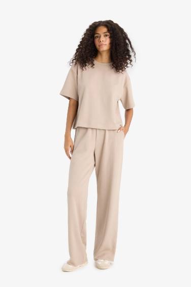 Wide Leg Basic Trousers