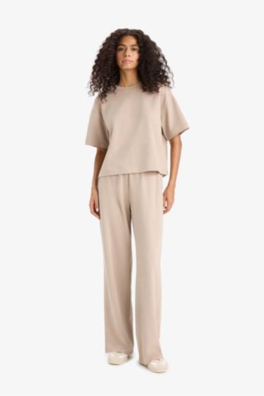 Wide Leg Basic Trousers