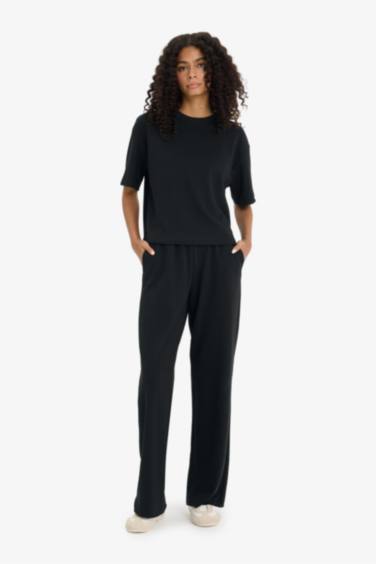 Wide Leg Basic Trousers