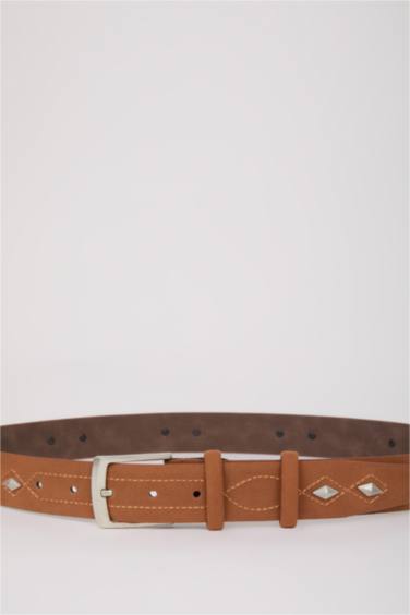 حزام نسائي جلد صناعي بمشبك مستطيل