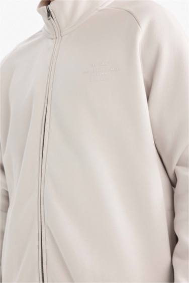 سترة مطبوع أوفر سايز بياقة عالية بجيب فليتو