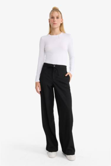 Wide Leg Kumaş Pantolon Geniş Paça Normal Bel