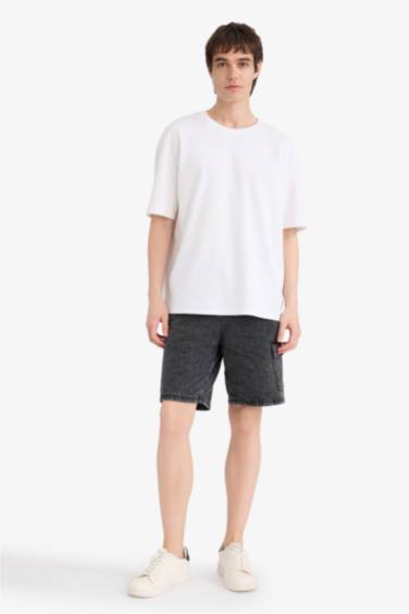 Loose Fit Denim Bermuda Shorts