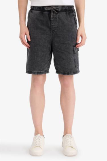 Loose Fit Denim Bermuda Shorts