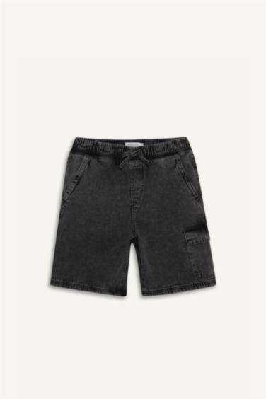 Loose Fit Denim Bermuda Shorts