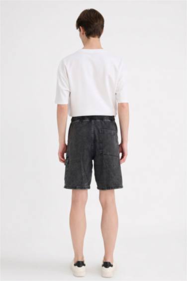 Loose Fit Denim Bermuda Shorts