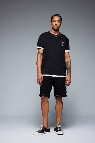 Boxy Fit Crew Neck Printed Short Sleeve T-Shirt