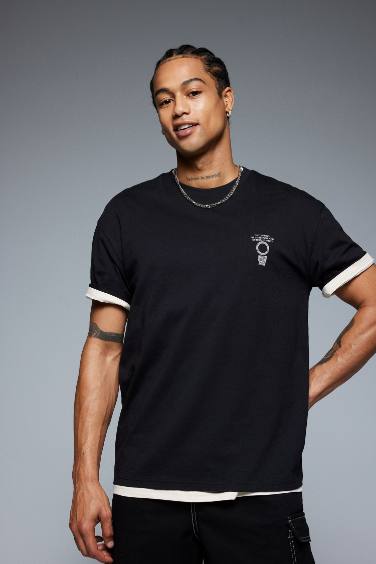 Boxy Fit Crew Neck Printed Short Sleeve T-Shirt