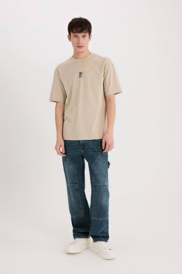 Boxy Fit Crew Neck Back Printed T-Shirt