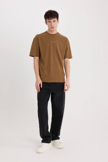 Boxy Fit Crew Neck Back Printed T-Shirt